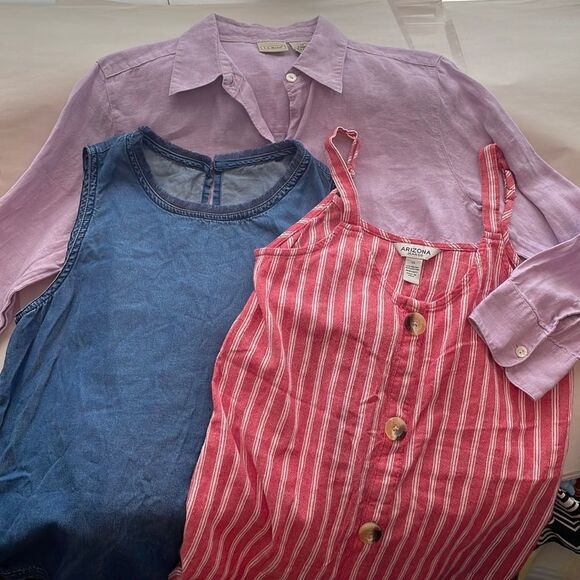 Bundle 3 Pieces: Tank, Chambray Top, Linen Button Up - Picture 1 of 16